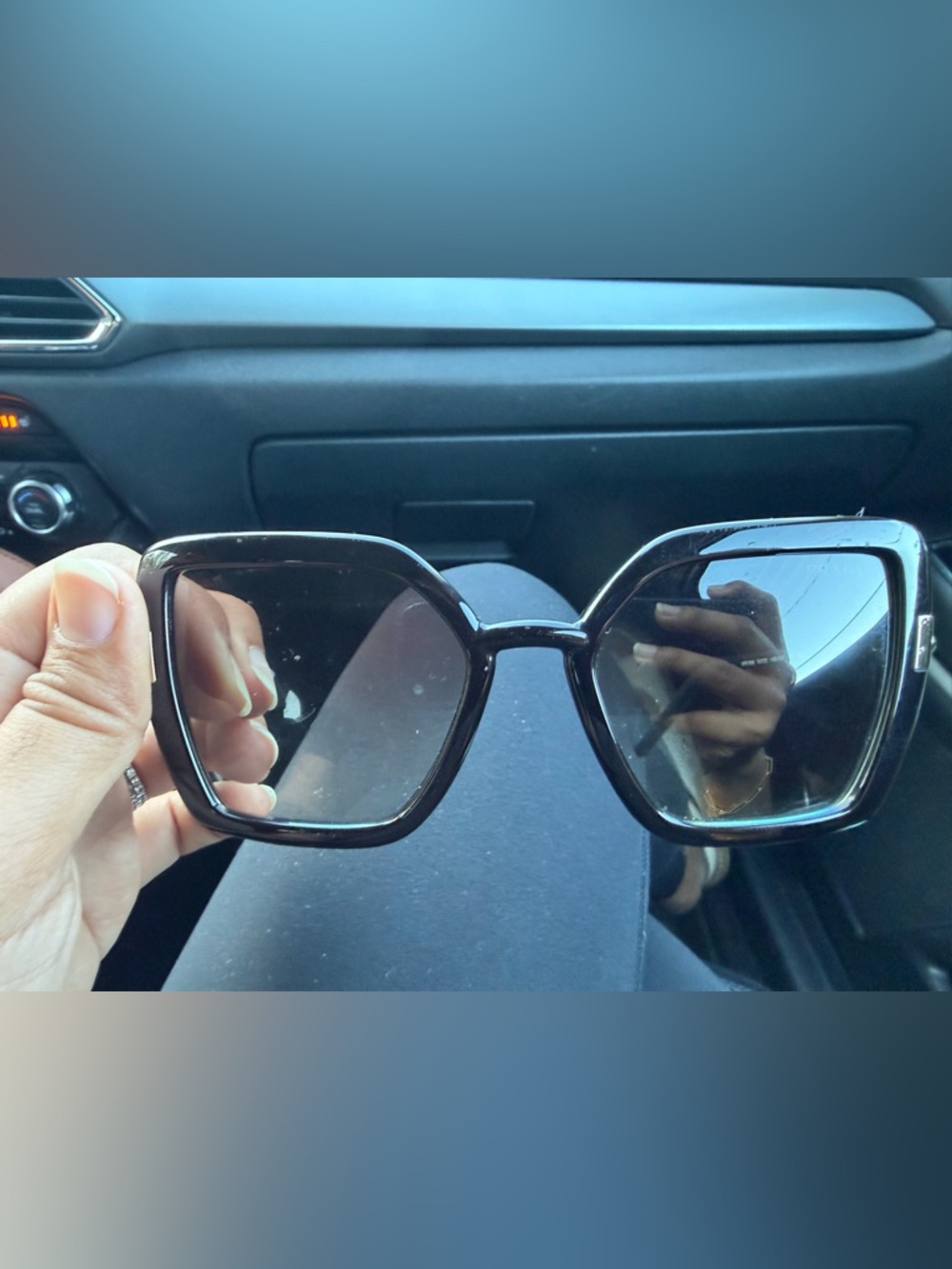 Prada Women's Black Oversized Geometric Sunglasses